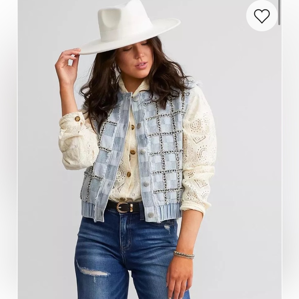 Miss Me Checkered Lightweight Denim Vest